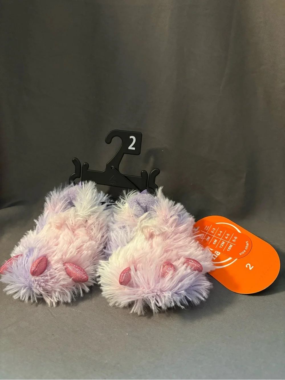 NWT wonder nation Pastel monster Slippers in Pink and Lavender sku TR size 2 (3M